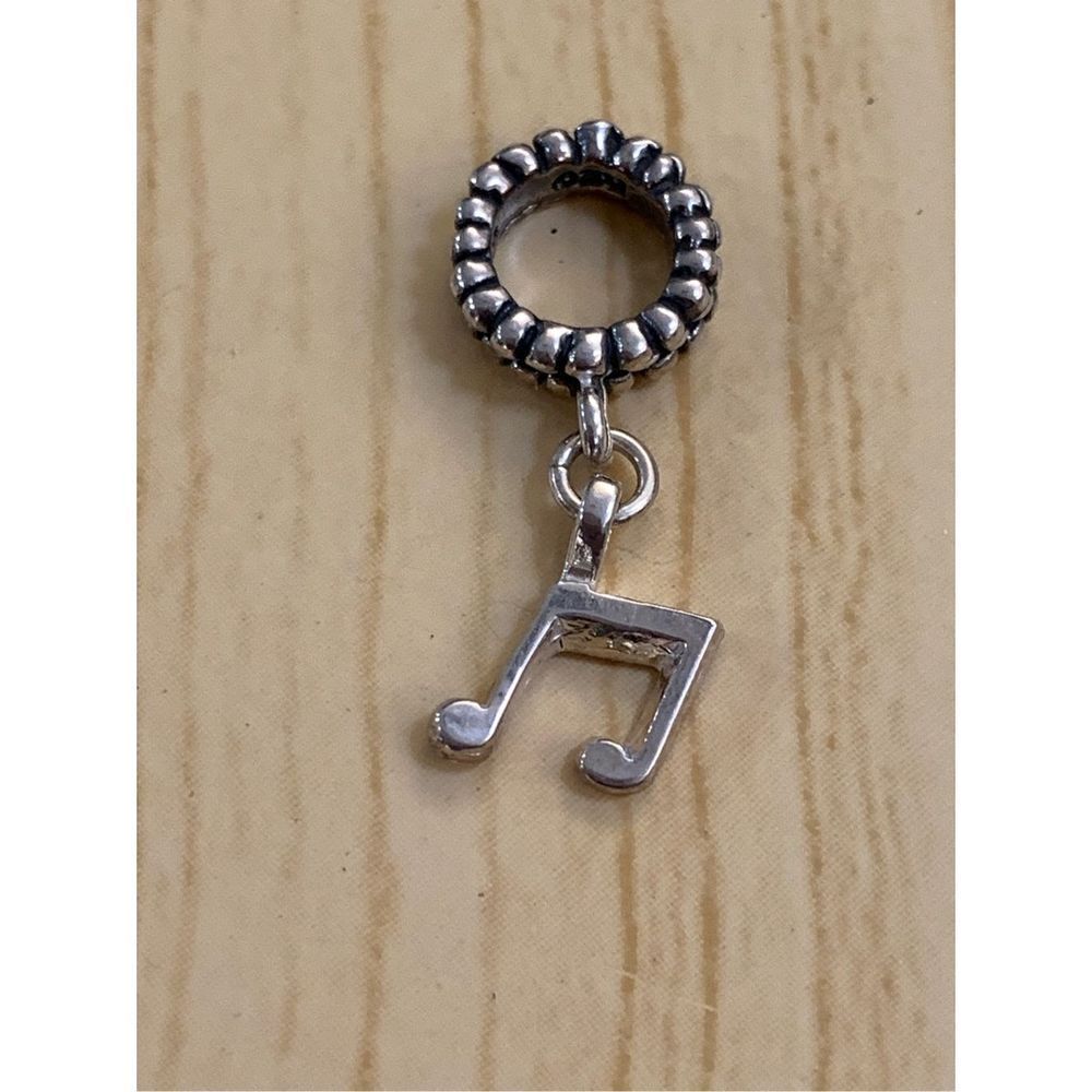 .925 Vintage Music Note dangly from Ornate Ring Sterling Silver Jewelry Charm